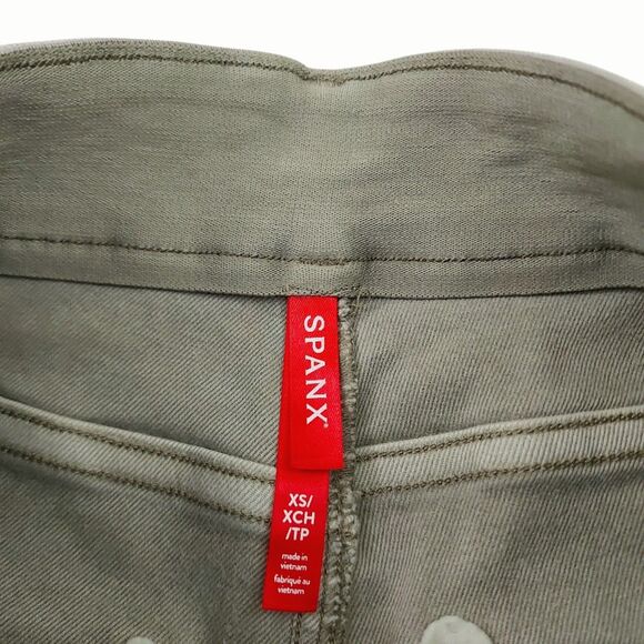 Spanx Pants Womens XS Green Stretch Twill Straight Leg Comfort Pull On Utility - Picture 8 of 11